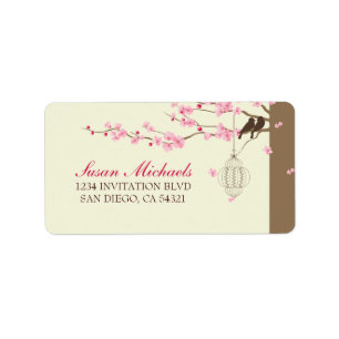 Love Birds Vintage Cage Cherry Blossom Label