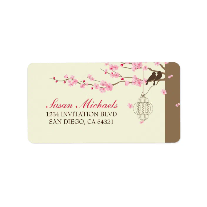 Love Birds Vintage Cage Cherry Blossom Label | Zazzle.com