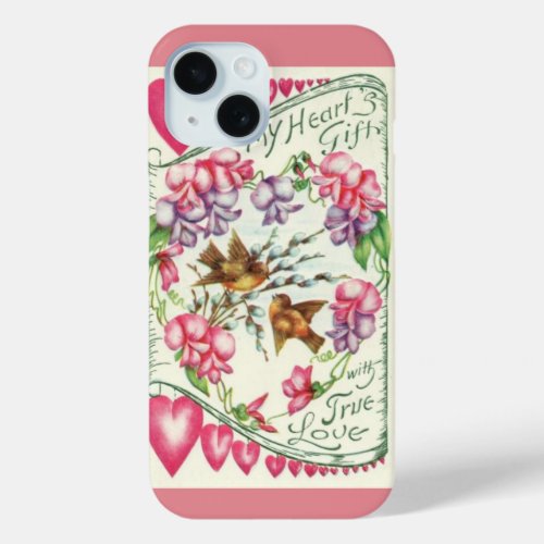 Love Birds Vintage Valentines Day Case_Mate iPhon iPhone 15 Case