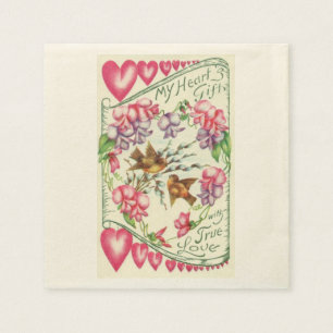Love Birds Vintage Valentine's Day Paper Napkins