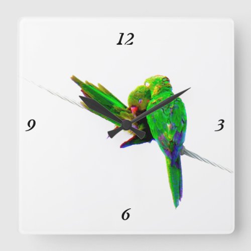 Love Birds WALL CLOCK CUSTOMIZE IT Square Wall Clock