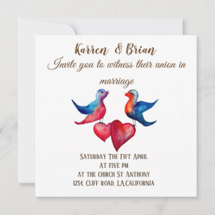 Love Birds Watercolor Art Invitation