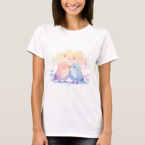 Love Birds watercolor T_Shirt