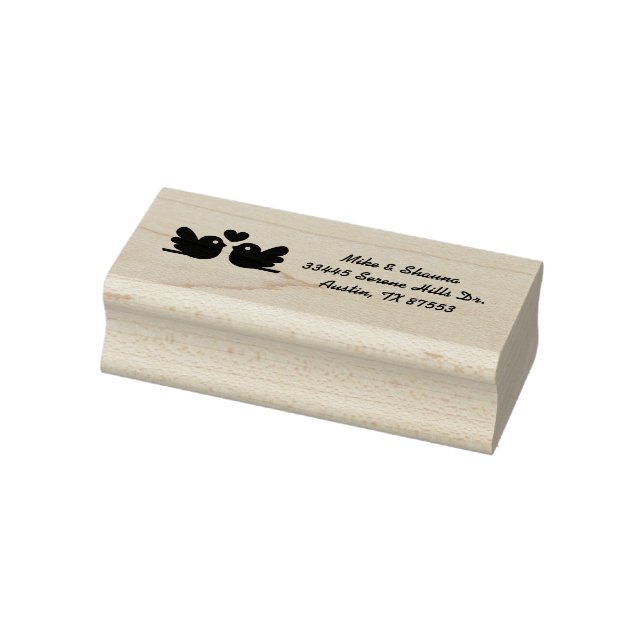 Love Birds Wedding Address Rubber Stamp (Stamp)