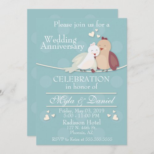 Love Birds Wedding Anniversary Invite