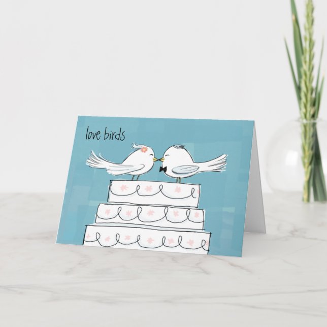 Love Birds Wedding Bride and Groom Congratulations Card (Front)