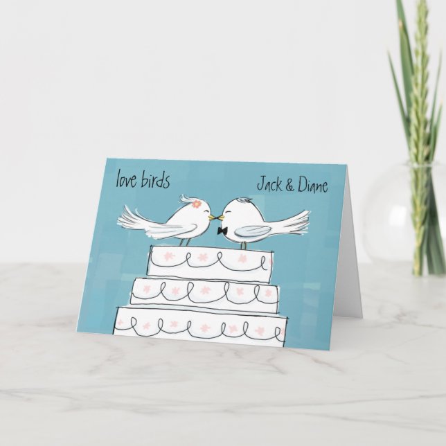 Love Birds Wedding Bride and Groom Congratulations Card (Front)