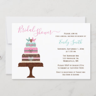 Love Birds Wedding Cake Custom Bridal Shower Invitation