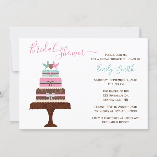 Love Birds Wedding Cake  Custom Bridal Shower Invitation