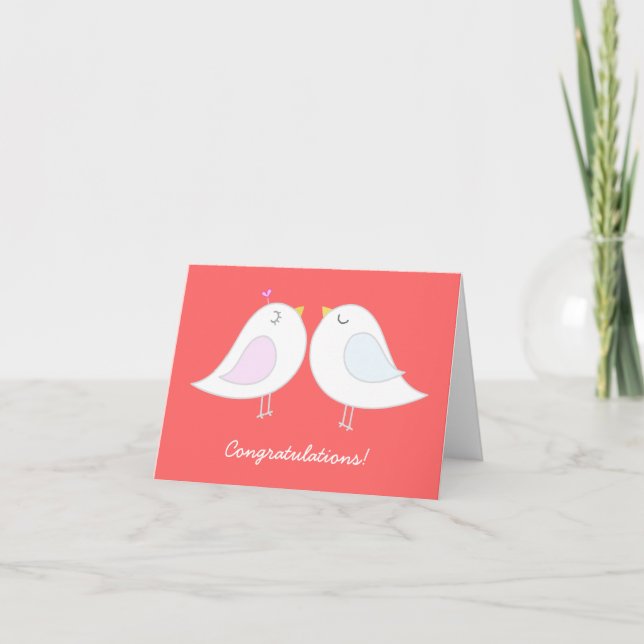 Love Birds Wedding Congratulations Card (Front)