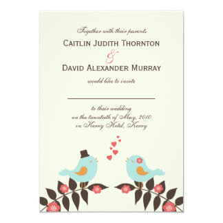 Affordable Romantic Green Country Lovebirds Wedding Invitation Love Birds Wedding Invitation