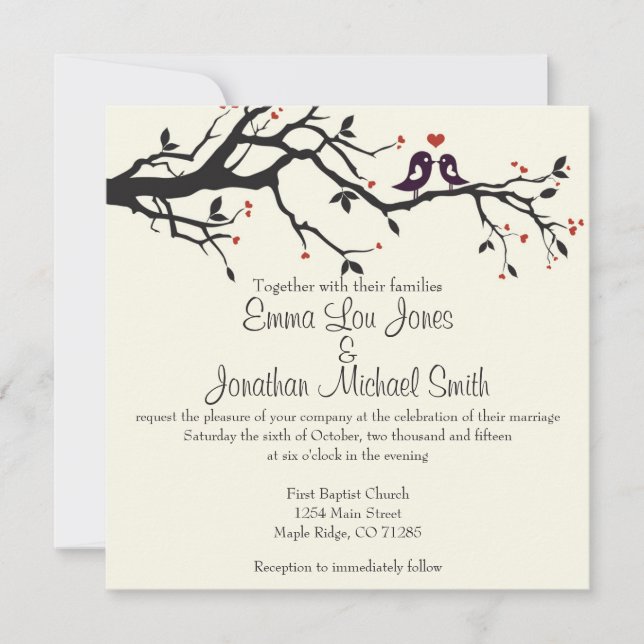 Love Birds Wedding Invitation (Front)