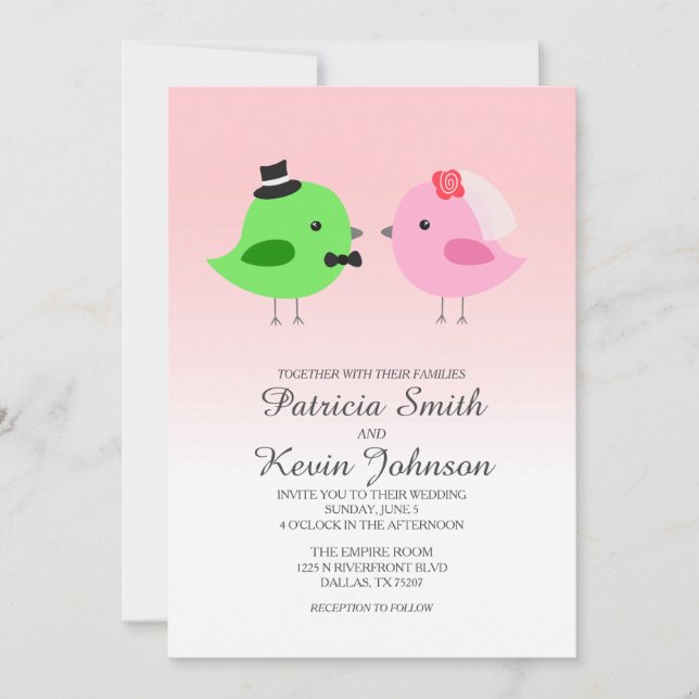 Love Birds Wedding Invitation (Front)