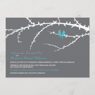 Love Birds Wedding Invitation (aqua)