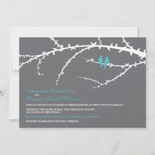 Love Birds Wedding Invitation (aqua)