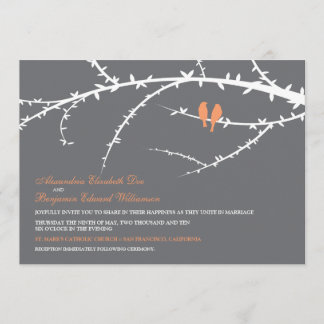 Love Birds Wedding Invitation (coral)
