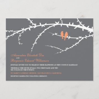 Love Birds Wedding Invitation (coral) by TheWeddingShoppe at Zazzle