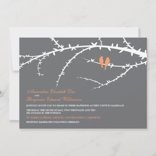 Love Birds Wedding Invitation (coral)