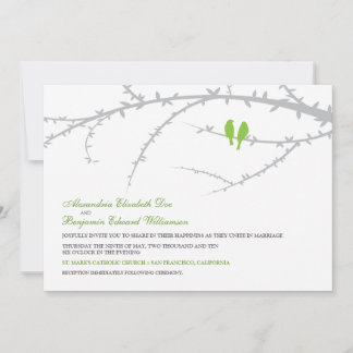 Love Birds Wedding Invitation (green apple)