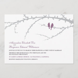 Love Birds Wedding Invitation (lavender)