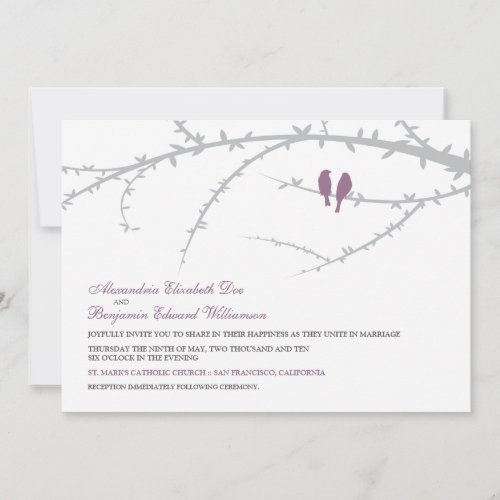 Love Birds Wedding Invitation lavender