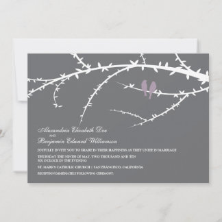 Love Birds Wedding Invitation (lavender)