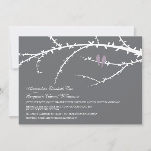 Love Birds Wedding Invitation (lavender)