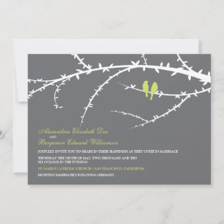 Love Birds Wedding Invitation (lime)