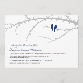 Love Birds Wedding Invitation (navy)