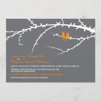 Love Birds Wedding Invitation (orange)
