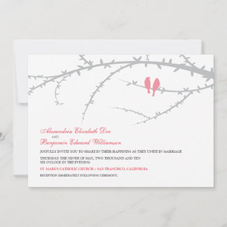 Love Birds Wedding Invitation (pink)
