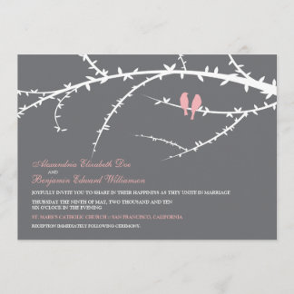 Love Birds Wedding Invitation (pink)