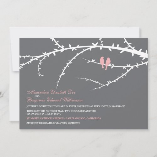 Love Birds Wedding Invitation (pink)