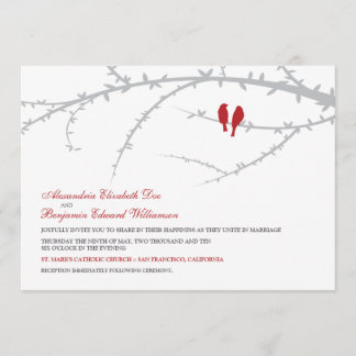 Love Birds Wedding Invitation (red)