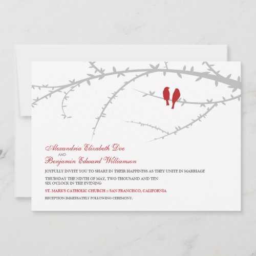 Love Birds Wedding Invitation (red)
