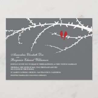 Love Birds Wedding Invitation (red)