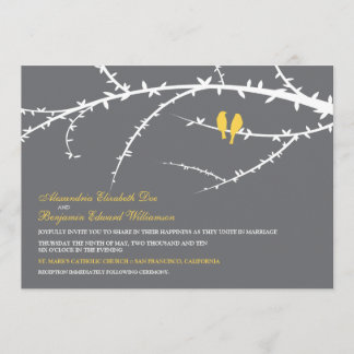 Love Birds Wedding Invitation (yellow)