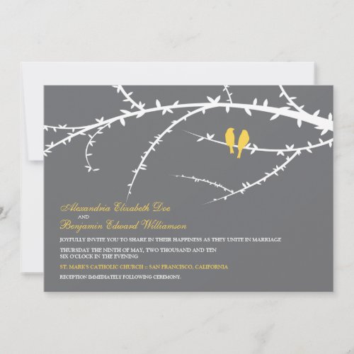 Love Birds Wedding Invitation (yellow)
