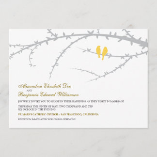 Love Birds Wedding Invitation (yellow)