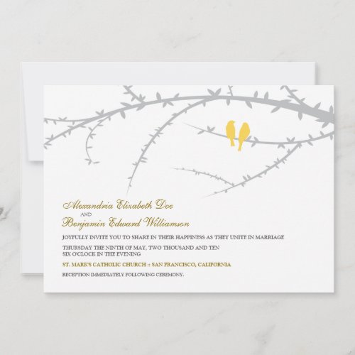 Love Birds Wedding Invitation (yellow)