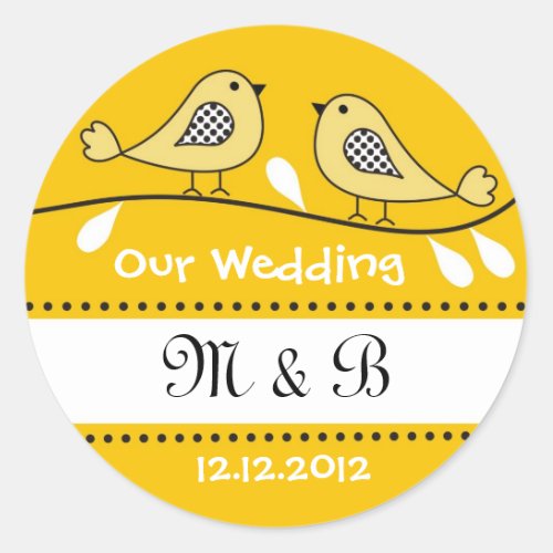 Love Birds Wedding Monogram Stickers