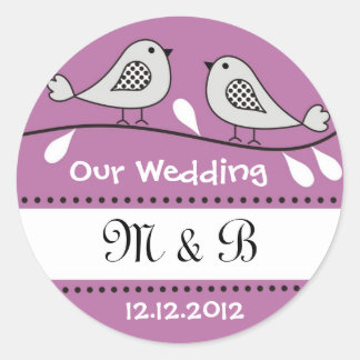 Love Birds Wedding Monogram Stickers