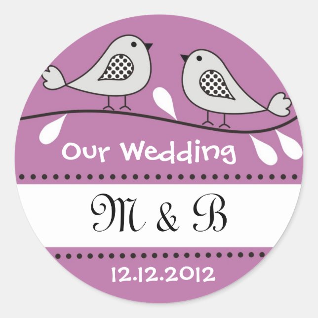 Love Birds Wedding Monogram Stickers (Front)