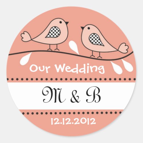 Love Birds Wedding Monogram Stickers