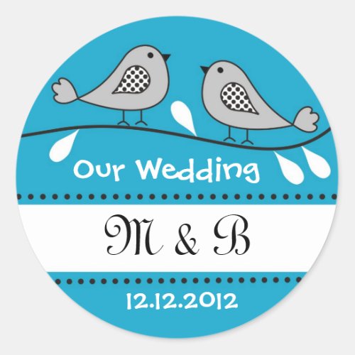 Love Birds Wedding Monogram Stickers
