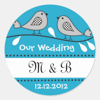 Love Birds Wedding Monogram Stickers