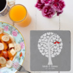 Love Birds Wedding or Anniversary Gift Trivet<br><div class="desc">This Wedding or Anniversary stone trivet commemorates the happy couple and their special day. Featers two red love birds in a tree of hearts!  Personalize with ANY names and date for a treasured keepsake!</div>