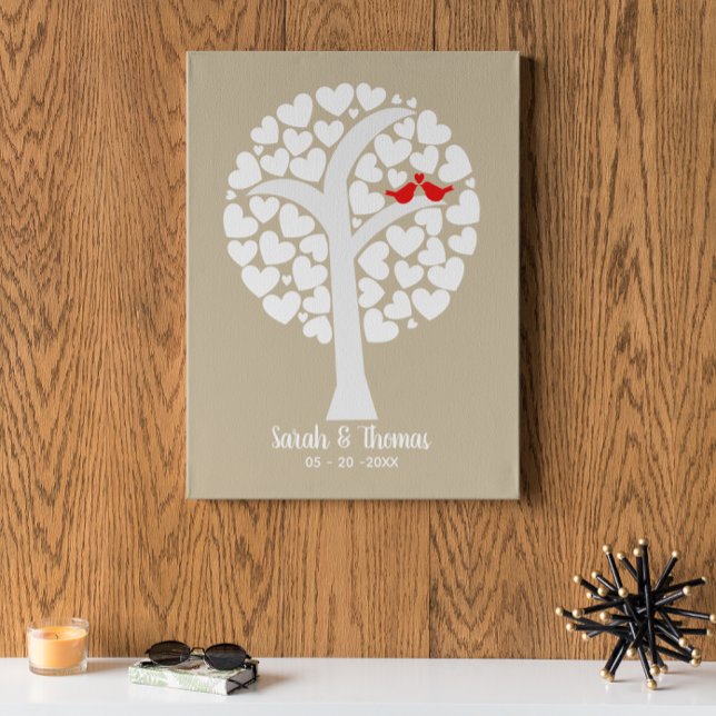 Love Birds Wedding or Anniversary Guest Wishes Faux Canvas Print (Creator Uploaded)