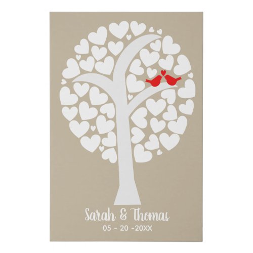 Love Birds Wedding or Anniversary Guest Wishes Faux Canvas Print