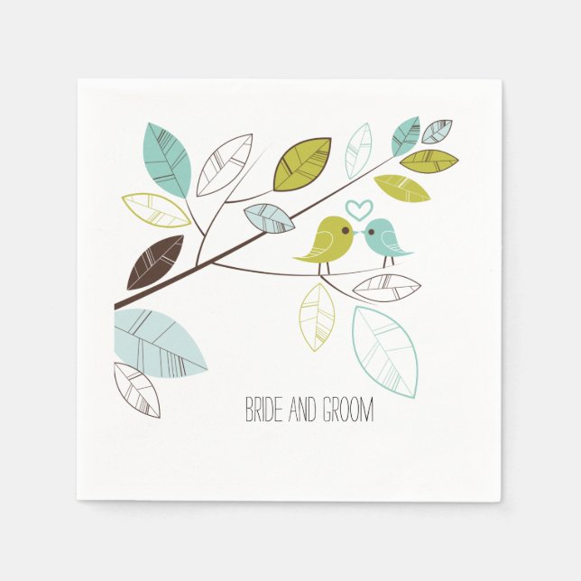 Love Birds Wedding Paper Napkins (Front)